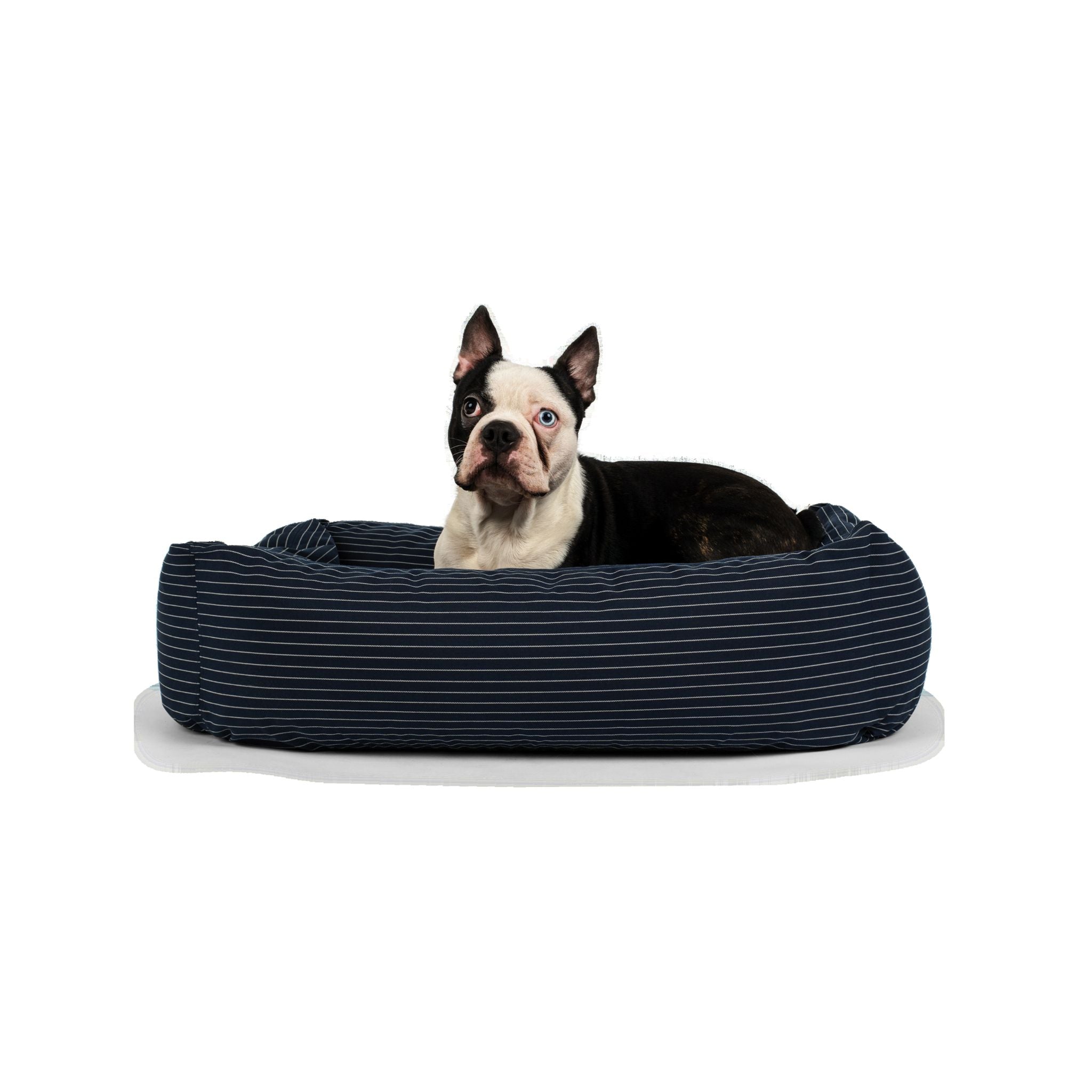 Dog Bed Navy pinstripe Small - 50x70