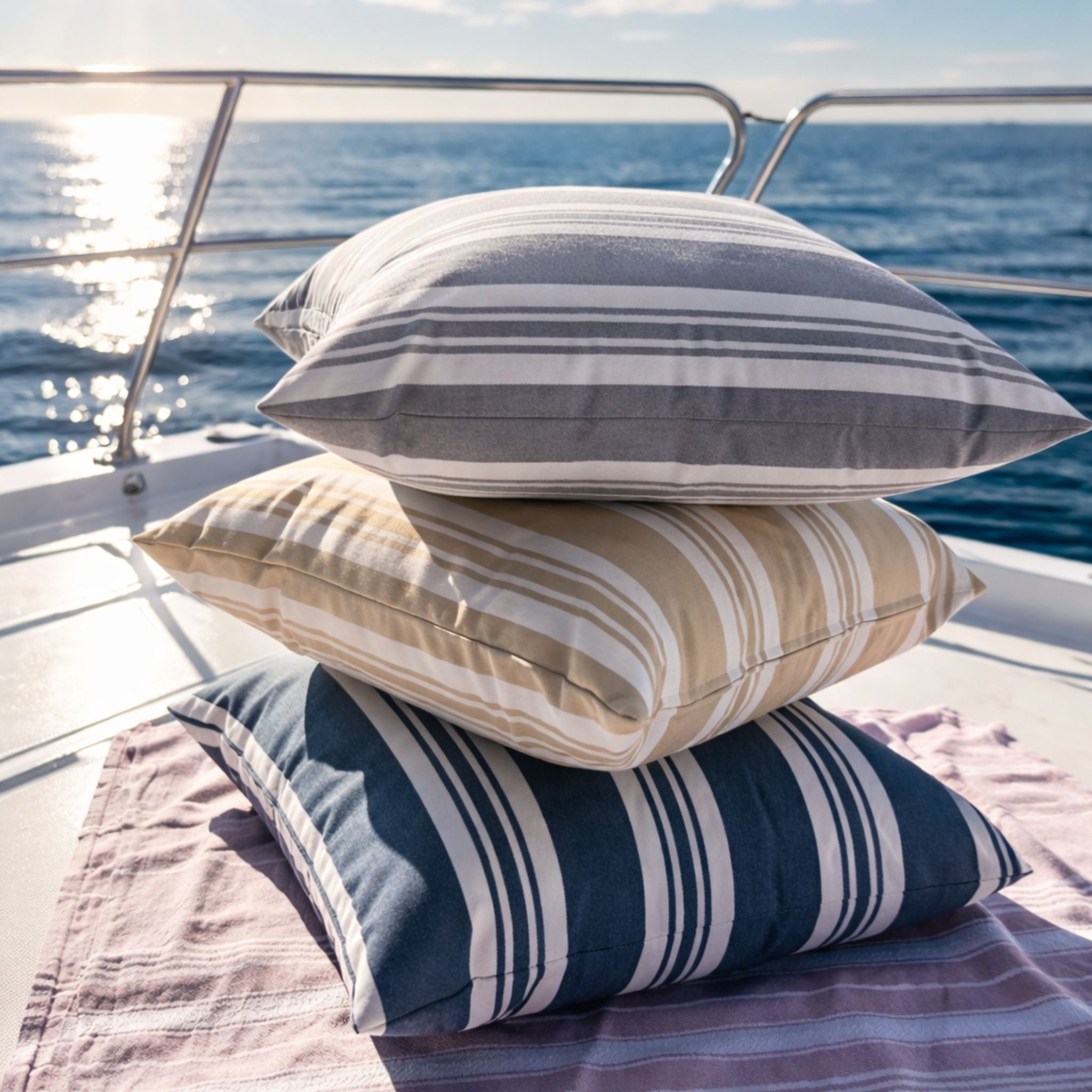 Outdoor Pillow 40x60 - Navy stripe